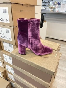 Sam Edelman Fawn Velvet Chunky Heel Booties Deep Orchid (Purple) VARIOUS SIZES - Picture 1 of 2