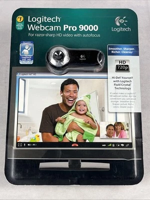 Logitech Webcam Pro 9000 Vid HD 720p 6 Ft. USB Cable Software CD Zoom Video NEW - Image 1 of 3
