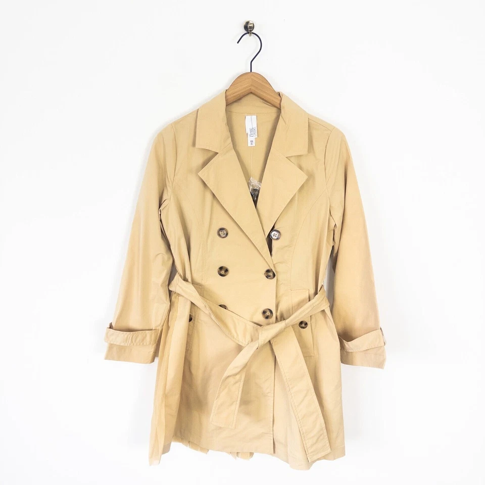 MarlaWynne Тренч песок бежевый шифоновое складки назад размер XS новый - Изображение 1 из 4