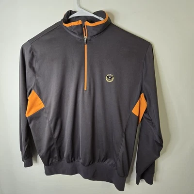 Pullover grande para hombre Zero Restriction Golf Tour Series 1/4 cremallera gris naranja logotipo Foto 1 de 4