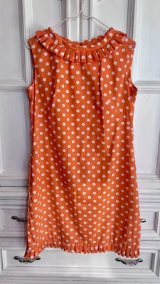 ¿Vintage años 60? Vestido Talla XS? *Como está* Naranja Lunares Swiss Dots Volantes Mod Mujeres Foto 1 de 4
