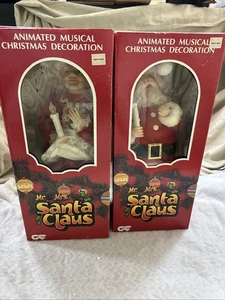 Vintage Set mit 2 animierten Weihnachtsmann & Frau Claus Figuren in Box - funktionstüchtig - Bild 1 von 19