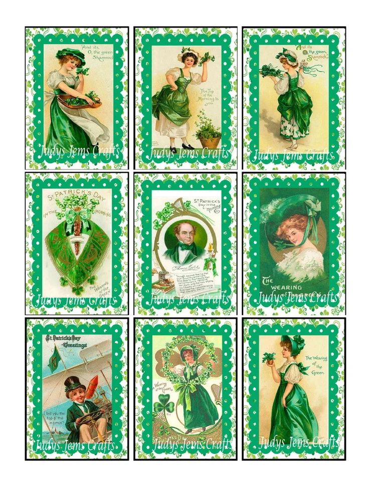 9 Retro Style St. Patricks Day Pocket Letter Cards~Journals~Scrapbook~Crafts~61N - Image 1 of 1
