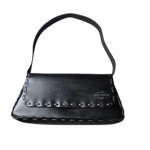 Borsa a tracolla Harley Davidson nera in vera pelle con logo in rilievo lato rigido  - Foto 1 di 16