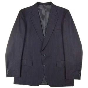 Vintage BURBERRYS Herren 46R Anzug Sakko dunkelblau gestreift 100% WOLLE 2 Knopf - Bild 1 von 23
