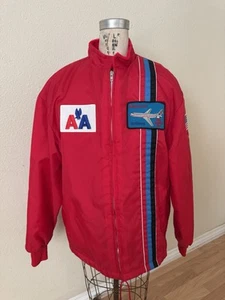 Vintage 70s American Airlines MD Super 80 Fleece Lined Red Jacket Aviation - Picture 1 of 10