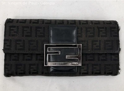 Vintage Fendi Zucchino Black Long Wallet Monogram Good Condition - Image 1 of 4