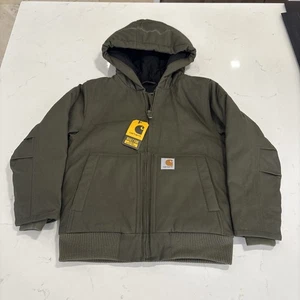 Carhartt Jacke Mantel Jungen XS Gr. 6 olivgrün Full Zip Canvas gefüttert Kapuze lesen - Bild 1 von 15