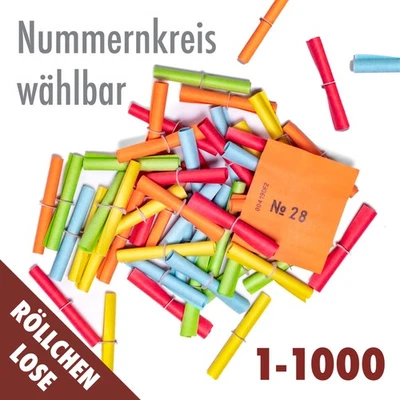 50 Röllchenlose bunt Nummernlose Tombolalose Tombola Lose Gewinnlose Nr. wählbar - Bild 1 von 4