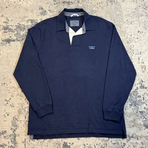 Polo LL Bean Rugby uomo blu medio pullover manica lunga logo preppy pesante - Foto 1 di 8