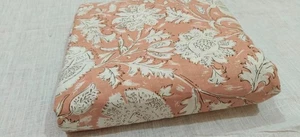 5 Yard Indische Hand Block Beige Blumendruck Baumwolle Natur Handarbeit Stoff - Bild 1 von 6