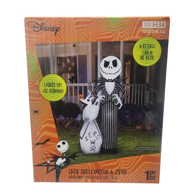 Disney Gemmy Jack Skellington & Zero 6 Ft Airblown Nightmare Before Christmas - Image 1 of 4