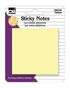 Charles Leonard Sticky Notes 3"x3" Yellow 4/pads/ 200 total notes Office School - Picture 1 of 1
