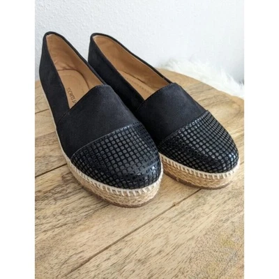 Secrets Zapatos Negro Gamuza Alpargata Cuña Plataforma Pisos Mujer Talla 7 Foto 1 de 4