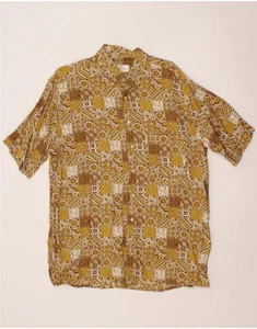 INGRAM Mens Short Sleeve Shirt Size 16 1/2 42 Large Beige Patchwork CG69 - Picture 1 of 3