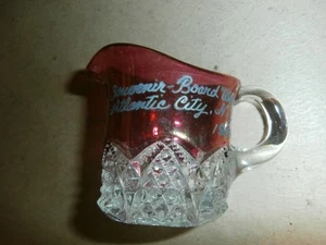 Vintage Souvenir Red Flash Ruby Glas kleiner Krug Atlantic City Boardwalk 1904 - Bild 1 von 7
