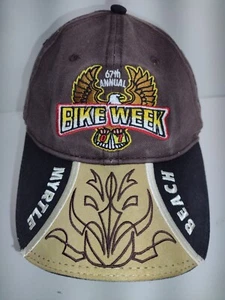 Myrtle Beach 67th Annual Bike Week Hat Cap Black Brown Beige Orange Buckle Adjut - Picture 1 of 10