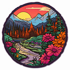 Wildflowers By The Road Embroidered Applique Patch -Nature Badge Flower Iron-On