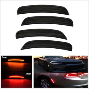 4Pcs Amber+Red Smoked Lens LED Side Marker Lights Lamp For 15-19 Dodge Charger - Picture 1 of 9