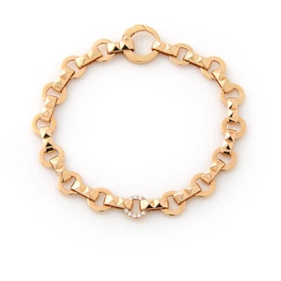 Brazalete Roberto Coin Obelisco Diamante Acento Eslabón Oro Rosa 18k Foto 1 de 4