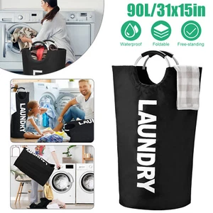 Foldable Laundry Hamper Basket Large Clothes Storage Washing Bag Waterproof 90L - Picture 1 of 7