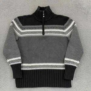 Lands End Sweater Womens Medium Nordic Snowflake Fair Isle Quarter Zip Pullover - Picture 1 of 12
