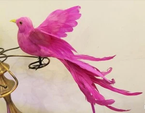simulation hot pink Phoenix Bird toy foam&furs long tail bird gift about 25x40cm - Picture 1 of 2