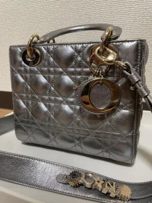 Lady Dior My ABCDior Small Leather 2Way Sholder Bag Metallic Silver 20x17x8cm - Image 1 of 4