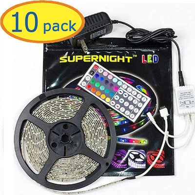 10x 5M 300led 3528 RGB LED Strip Light +Power Supply+44key Controller - Image 1 of 4