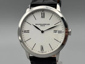 [N MINT w/ Paper] Baume & Mercier Classima 65809 White Dial Qz Mens Watch JAPAN - Picture 1 of 24