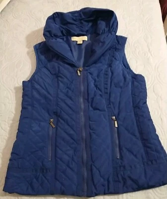 Chaleco acolchado acolchado acolchado para mujer Laura Ashley PS azul real bolsillos con cremallera completa usado en excelente estado Foto 1 de 4