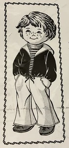 7454 Vintage weiche Junge Puppe mit Kleidung, Stoffpuppe Muster zum Nähen (Repro) - Bild 1 von 2