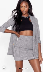 Nasty Gal Houndstooth Check High Waisted Mini Skirt UK Plus 24 BNWT RRP £29 - Picture 1 of 5