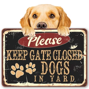 Si prega di tenere chiuso il cancello cani in cortile cartello in metallo regalo perfetto per i proprietari di cani - Foto 1 di 10