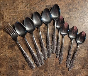 10 PC Unknown Manufacturer ROYAL BAROQUE Stainless Glossy Silverware Flatware - Picture 1 of 4