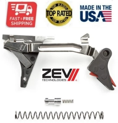 ZEV TECHNOLOGIES ZEV PRO FLAT FACE 9MM TRIGGER KIT FOR GEN 1-3 GLOCK 17 19 26 34 - BLACK / RED