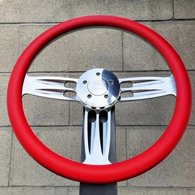 Рулевое колесо 18 дюймов в нормандском стиле с двойным стволом и красным виниловым рупором - Изображение 1 из 3
