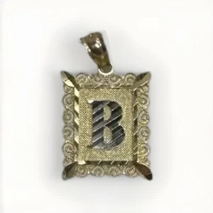 Colgante/dije real de oro bicolor 10K inicial “B” - Imagen 1 de 2