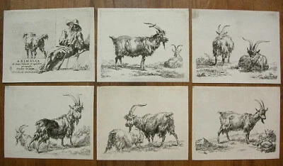BERCHEM `DIE FOLGE DER ZIEGEN; SET OF THE GOATS´ 6 RADIERUNGEN, H. 35-40, ~1650 - Bild 1 von 4