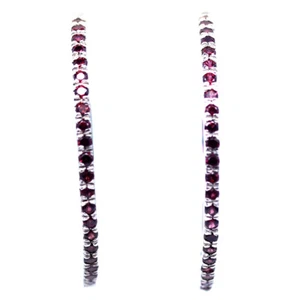 925 Plata de Ley Bañado en Oro Blanco Purpúreo Rojo Rodolita Granate Pendientes - Imagen 1 de 4