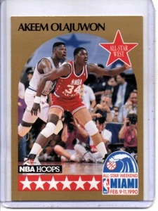 1990-1991 NBA HOOPS #23 HAKEEM OLAJUWON HOUSTON ROCKETS ALL STAR & HALL OF FAMER - Imagen 1 de 2