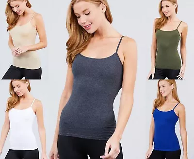 Sujetador Cami Tank Ajustable Correa de Espagueti Algodón Ajustado Sin Mangas Estante Superior Foto 1 de 2