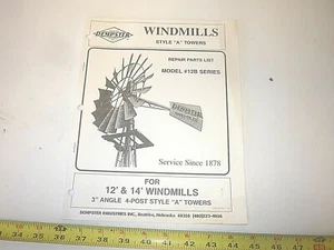 DEMPSTER  12 & 14 FOOT  WINDMILL MODEL 12B  STYLE A PARTS REPAIR  LIST BOOK - Picture 1 of 2