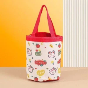 Canvas Material Cartoon Bucket Bag Animal Print Lunch Box Bag Daily Matching - Picture 1 of 16