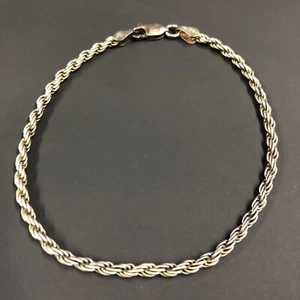 "Pulsera de plata de ley 925 cadena cuerda 7"" Italia 3 gramos" - Imagen 1 de 4