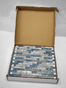 Art3D Grout Decorative Tile Blue/Gray Glass For Kitchen Backsplash 5 Pack - Picture 1 of 5