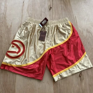 Mitchell & Ness Gold NBA Atlanta Hawks 1996 75th Anniversary Swingman Shorts L - Picture 1 of 9