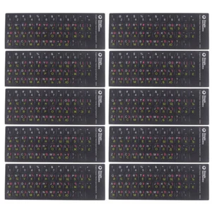 10 Sheets Mehrsprachige Tastaturaufkleber Russische Buchstaben Tastaturersatz - Bild 1 von 12