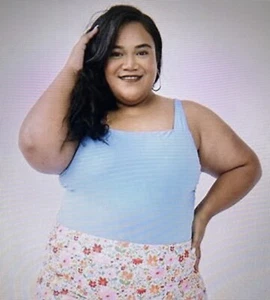 Lime Ricki Peri Square Tankini Top In Blue Size XL Made In USA - Picture 1 of 7