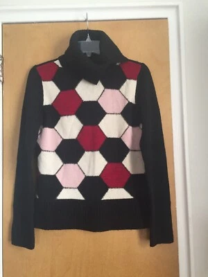 Женский черный красно-белый шерстяной свитер водолазка Kenneth Cole New York размер M - Изображение 1 из 3